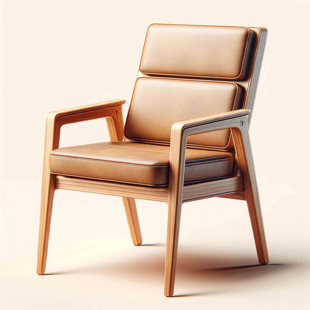 Chaise en bois avec un design ergonomique et un dossier haut, idéale pour des environnements professionnels classiques.